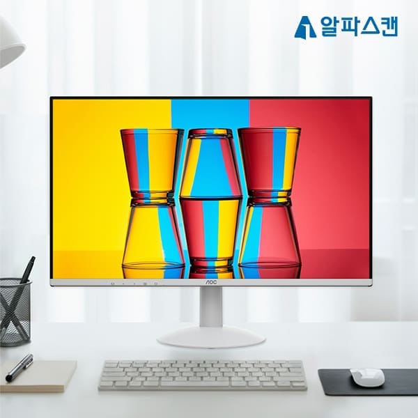 알파스캔 AOC 24B30H3 화이트 보더리스 IPS 120Hz 시력보호 무결점 사무용 컴퓨터 듀얼 모니터