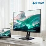 알파스캔 3225UC 4K UHD IPS C타입 도킹 허브 멀티스탠드 무결점 모니터 PD충전 65W KVM 스피커 올인원 3225UC_목업_노트북_1000