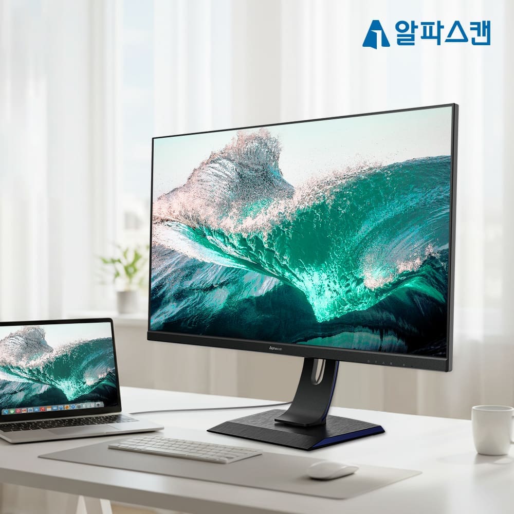 알파스캔 3225UC 4K UHD IPS C타입 도킹 허브 멀티스탠드 무결점 모니터 PD충전 65W KVM 스피커 올인원
